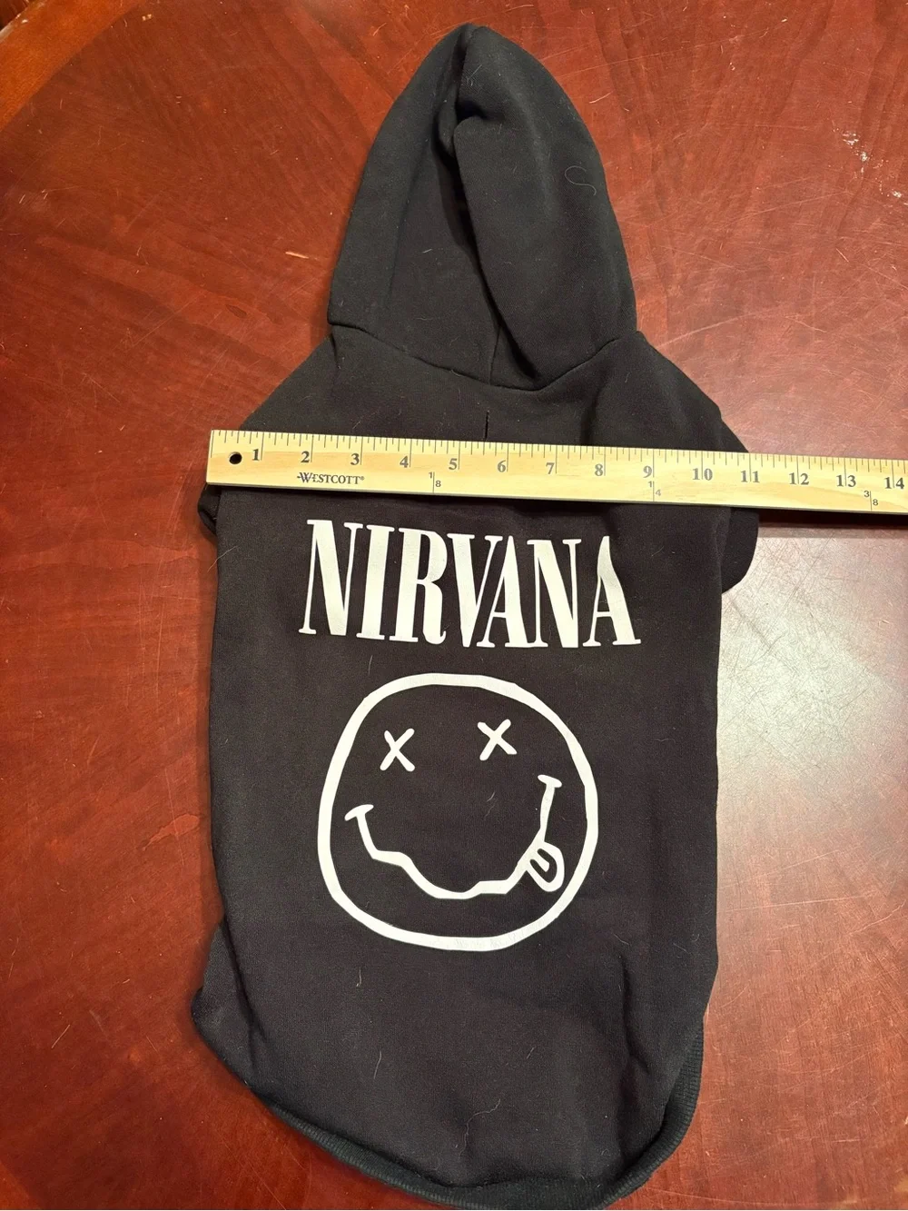NIRVANA Black Pet Hoodie with White Smiley Logo
